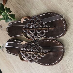 LaidBackLondon Beaded Leather Thong Sandals